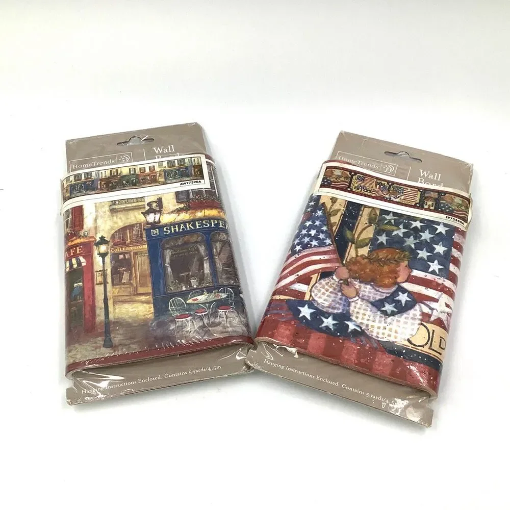 Home Trends  2 Wall Border Stars & Stripes & Village‎ Charm made in  Canada